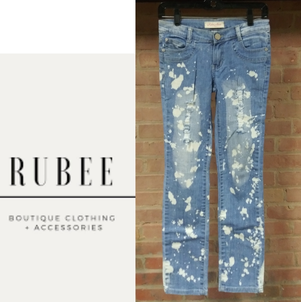 RUBEE | Fun Splash Distressed Jeans Blue